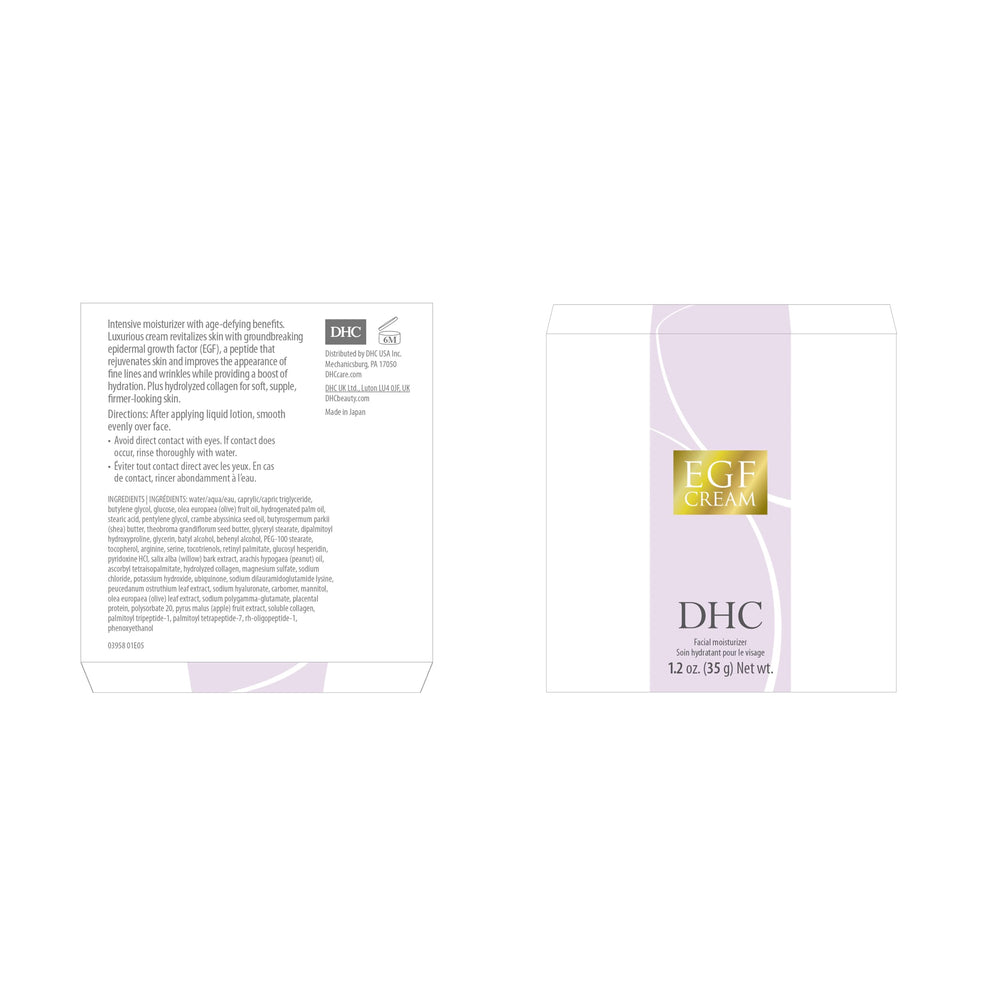 DHC EGF Cream in a nighttime routine setup for deep hydration