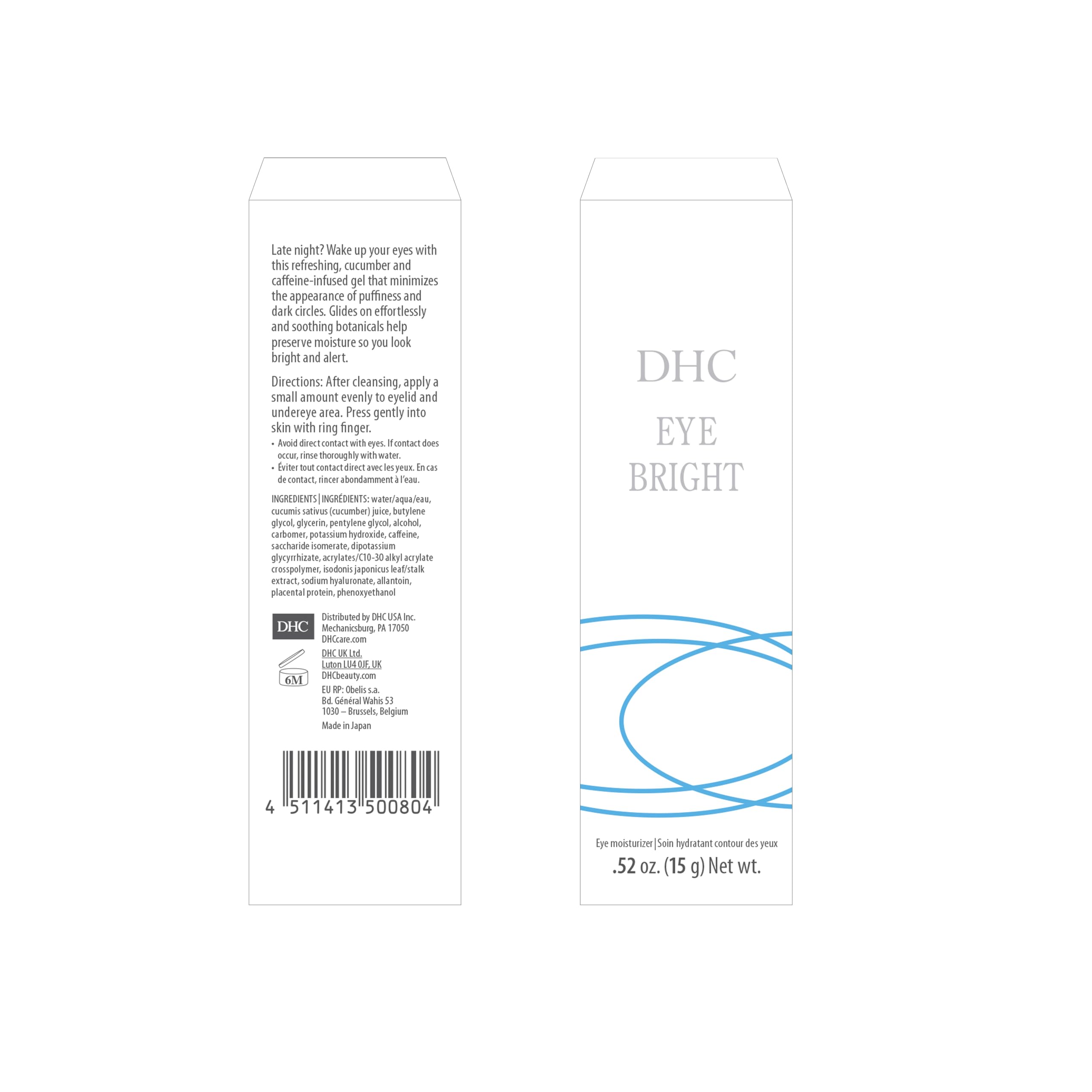 DHC Eye Bright bottle-to-face glow after application in morning.