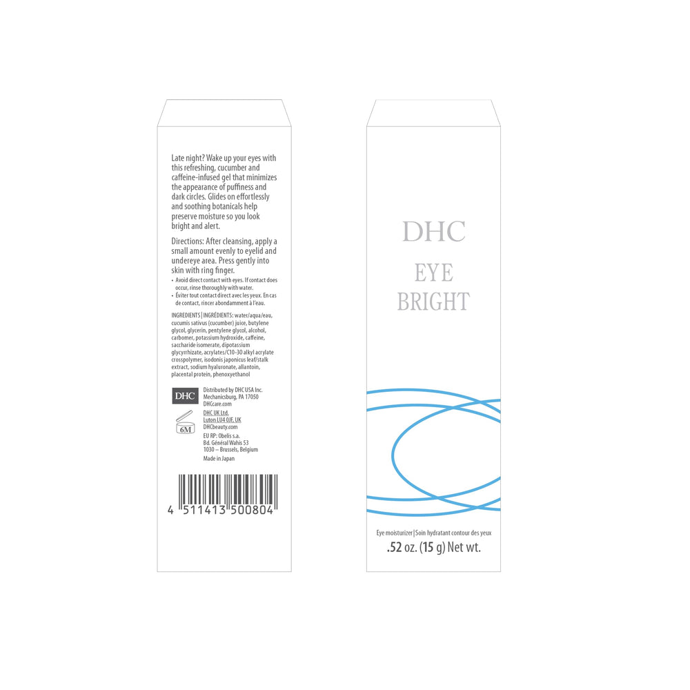 DHC Eye Bright bottle-to-face glow after application in morning.