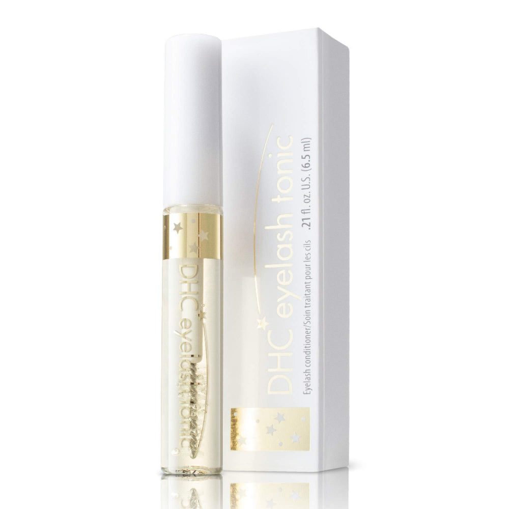 DHC Eyelash Tonic bottle closeup highlighting colorless conditioning serum