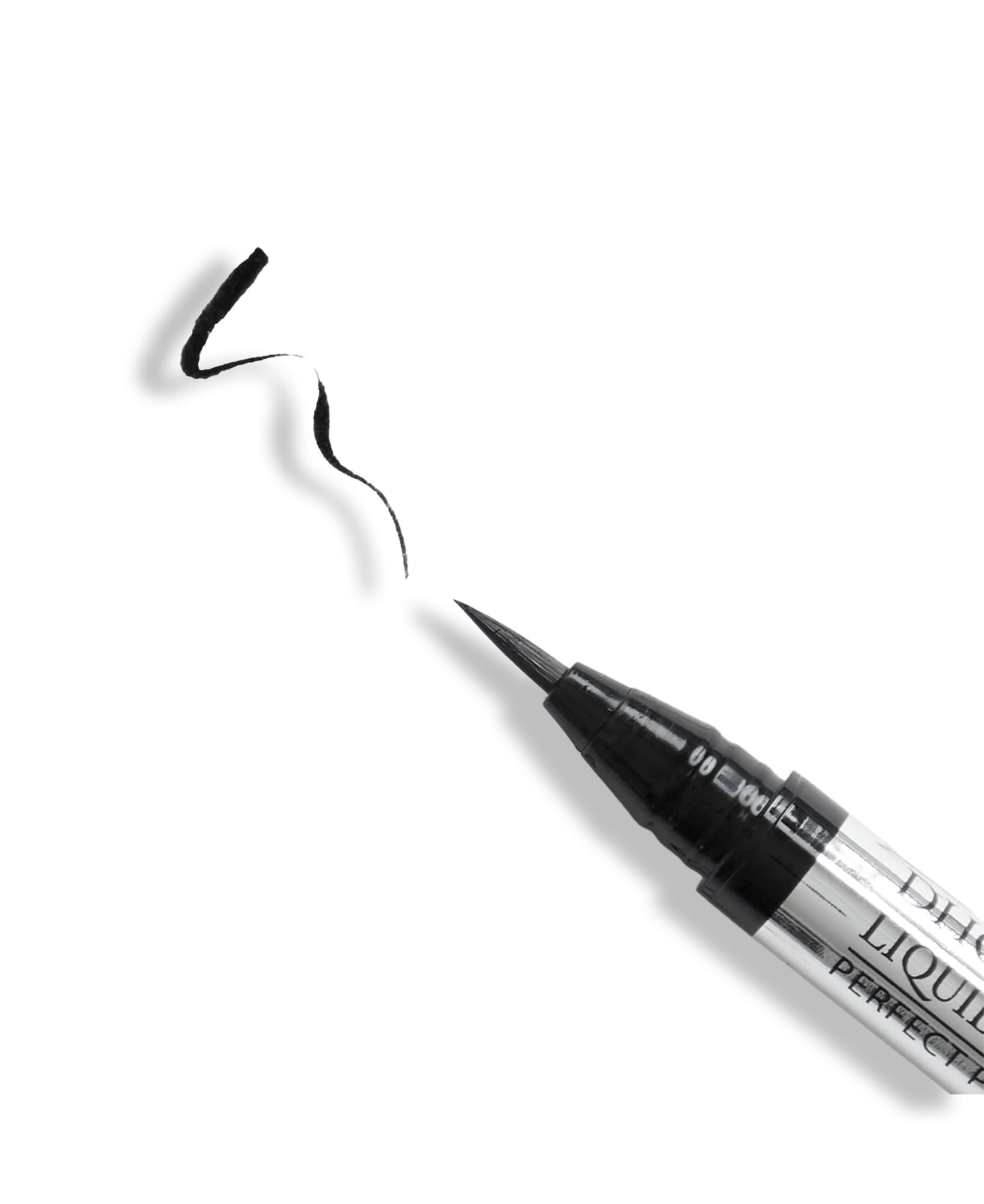 DHC eyeliner bottle back-of-hand shake helps pigment flow for first use.