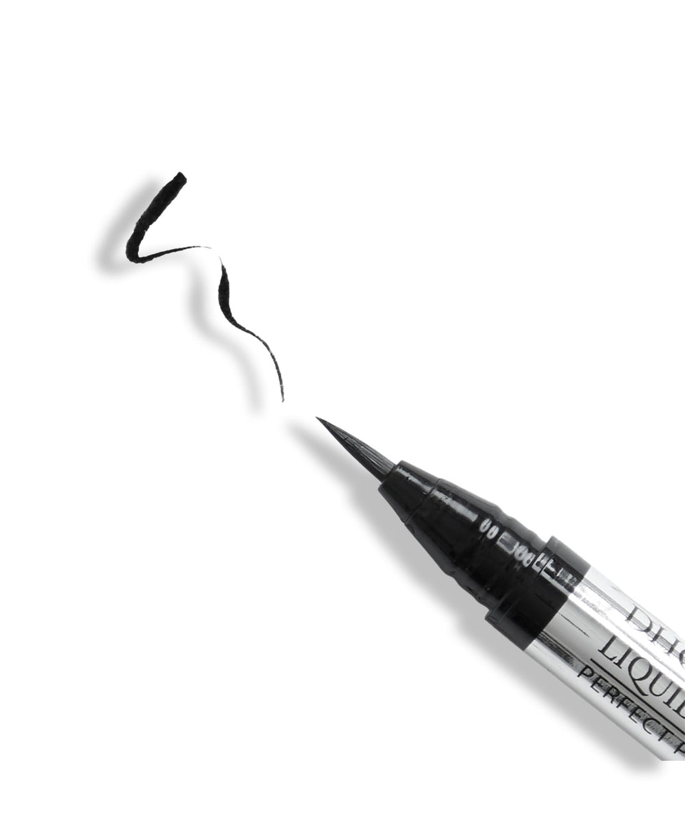 DHC eyeliner bottle back-of-hand shake helps pigment flow for first use.