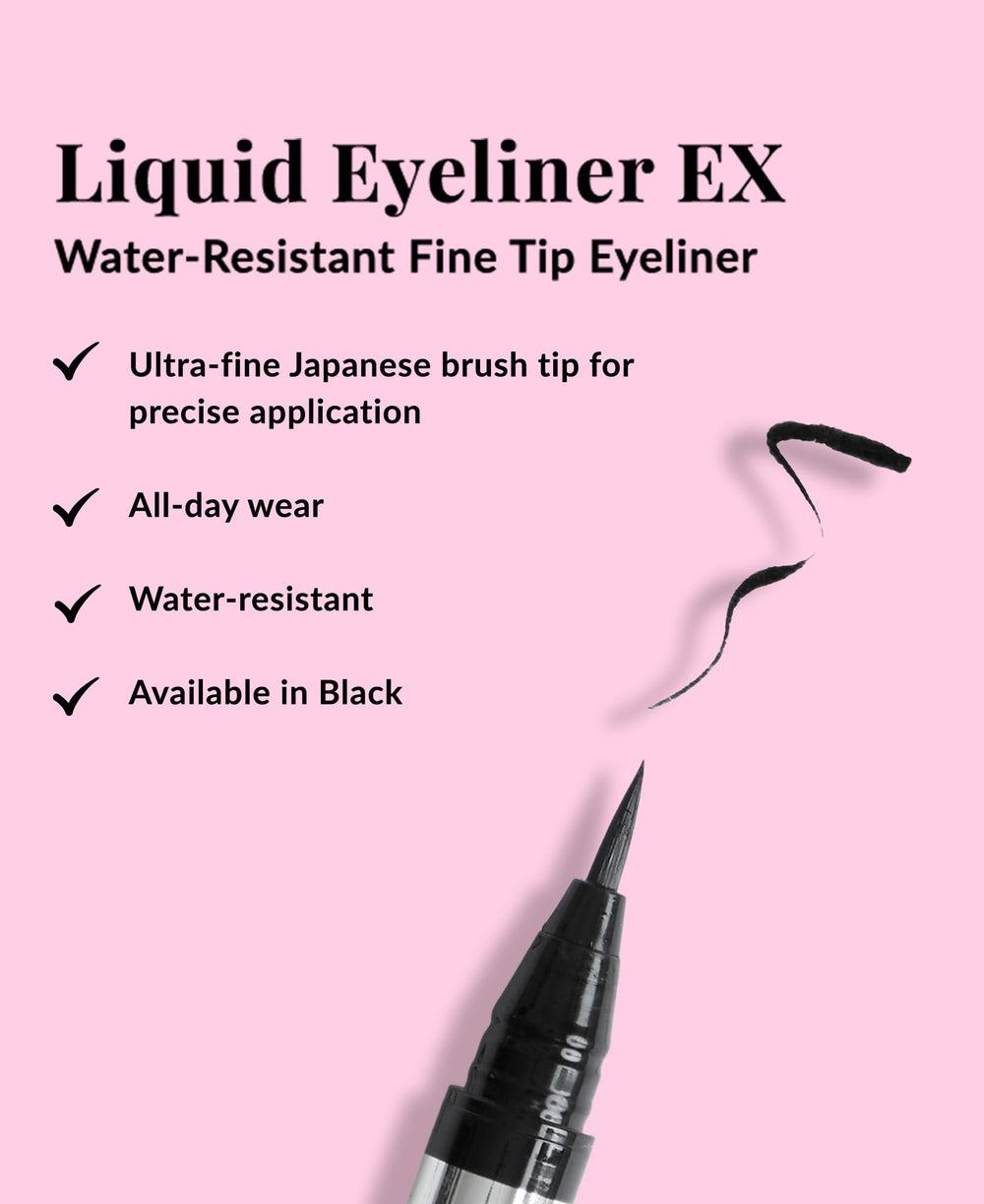 DHC Liquid Eyeliner EX water-resistant formula provides smudge-free all-day wear.