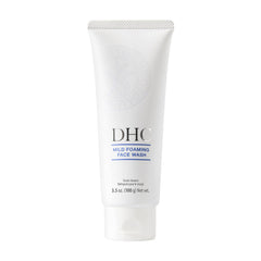 DHC Mild Foaming Face Wash package shown, travel-ready 3.5 oz tube for daily cleansing.