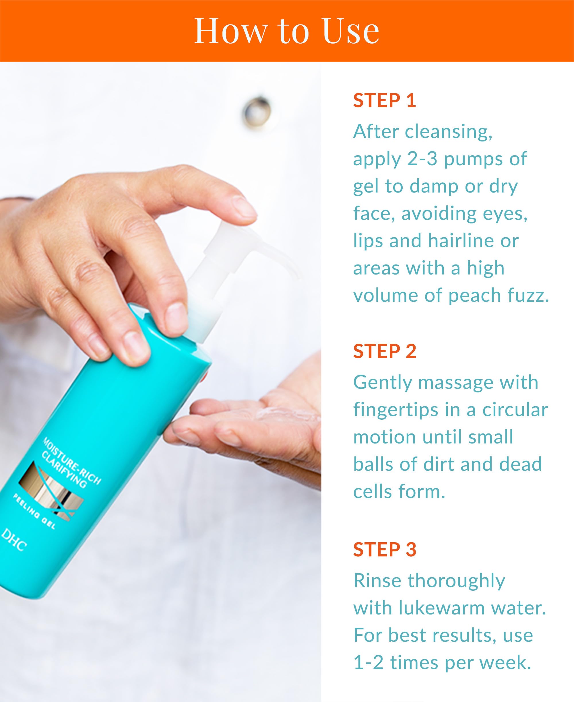 DHC Moisture-Rich Clarifying Peeling Gel cherry blossom and rose water blend details.