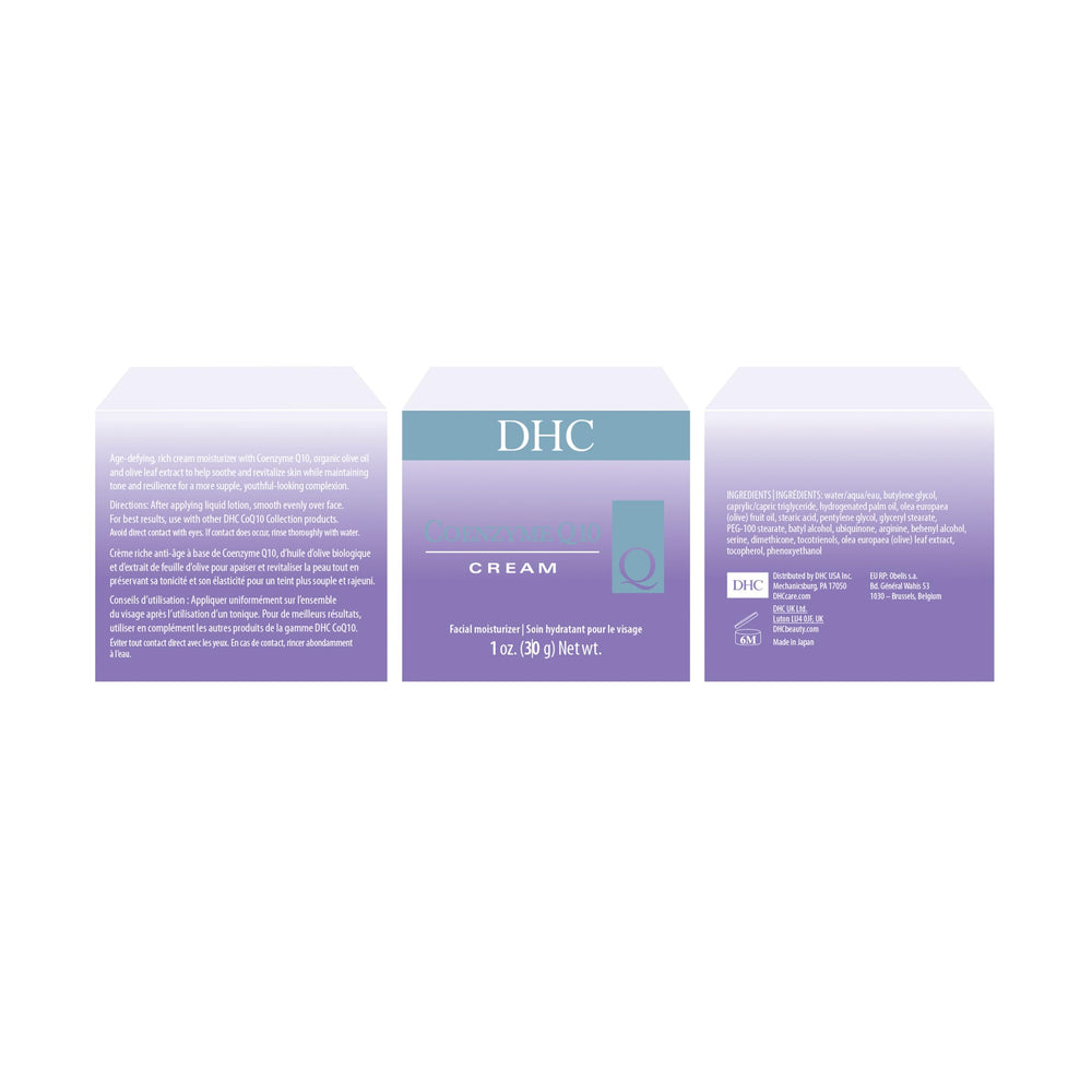 DHC Q10 Cream fragrance-free label supports sensitive skin routines.