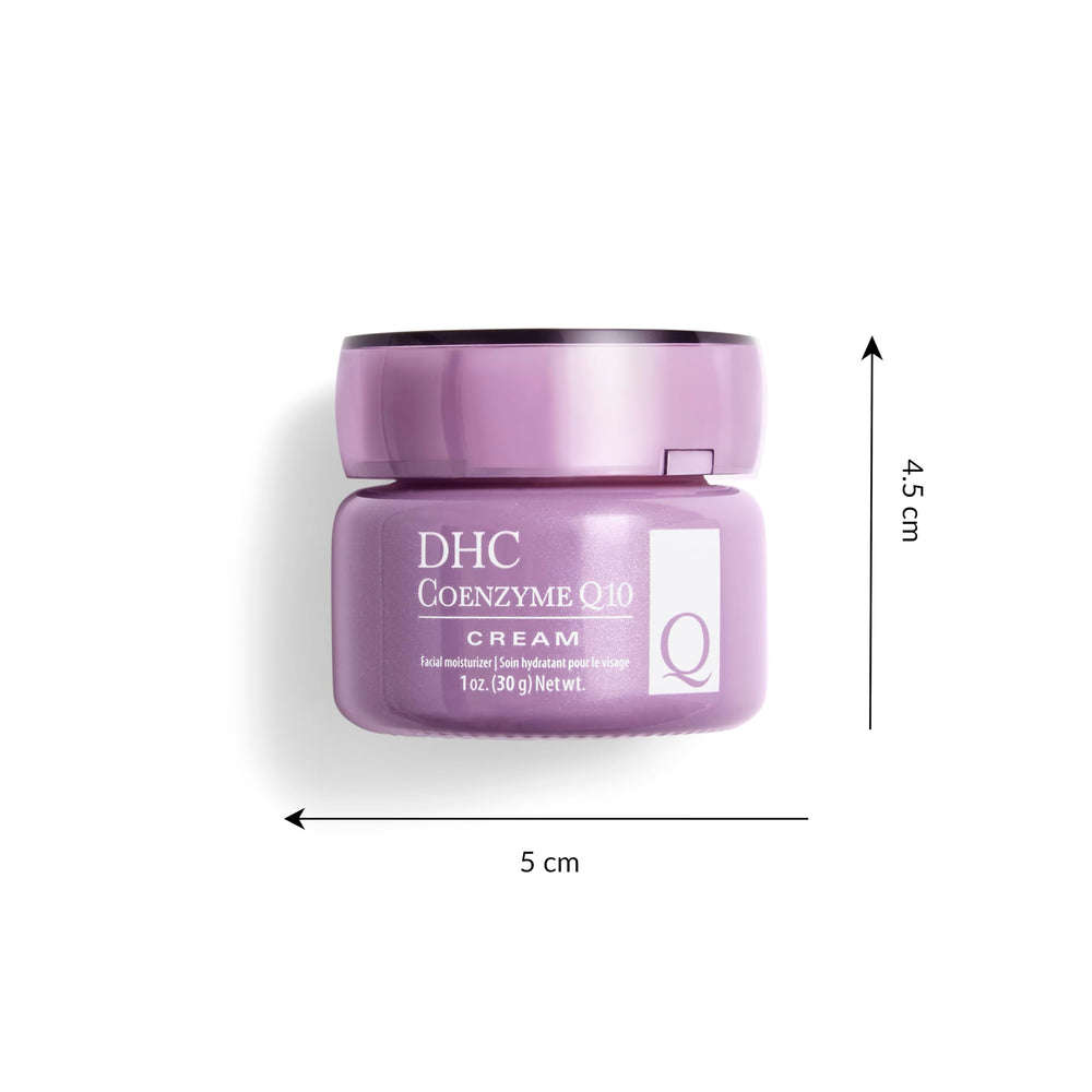 DHC Q10 Cream olive leaf extract highlight for antioxidant-inspired skin resilience.