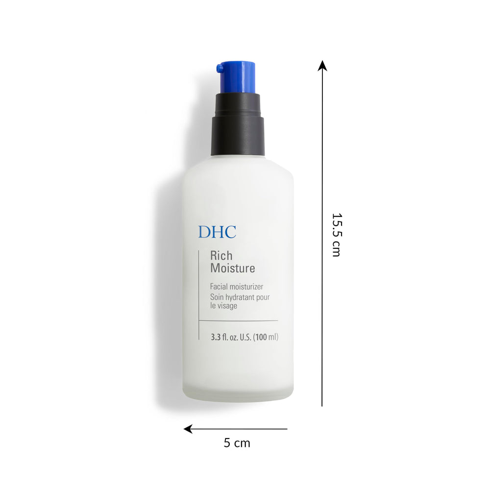 DHC Rich Moisture cream texture closeup shows a silky, non-greasy finish.