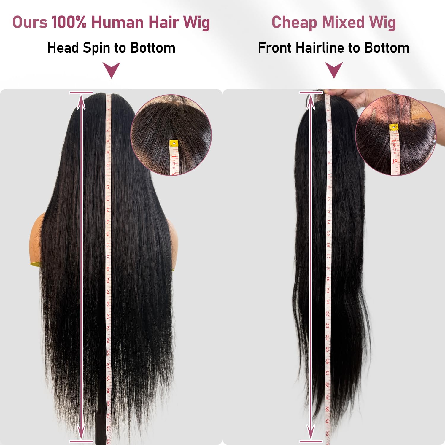Dheridy 13x6 HD lace front wig with four combs and two straps for secure wear