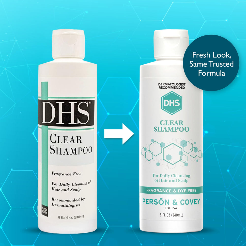 DHS Clear Shampoo lather application demonstrates gentle cleanse suitable for all hair types.