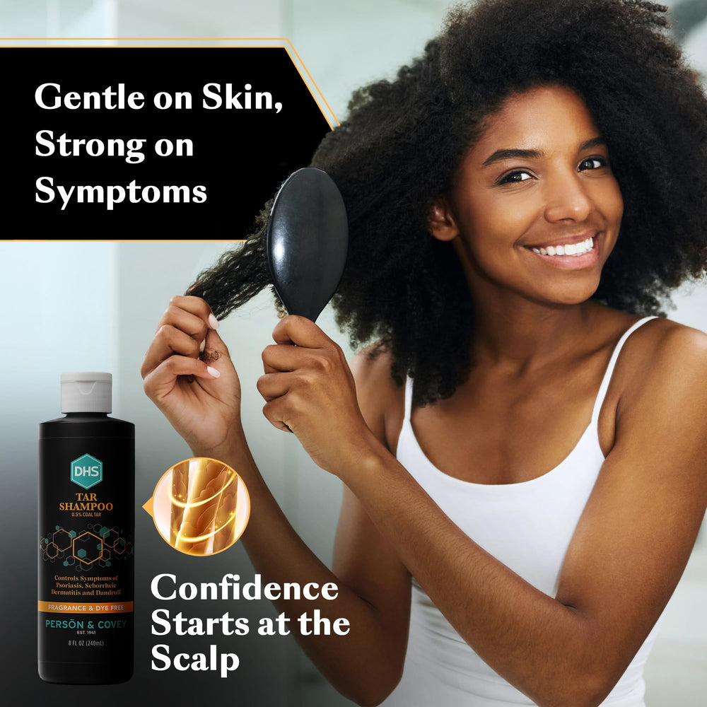 DHS coal tar shampoo hair care daily use routine shot
