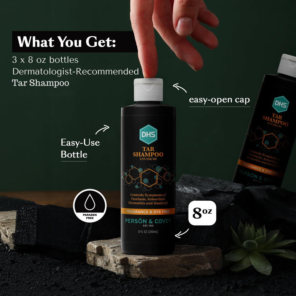 DHS coal tar shampoo foam lather on damp hair