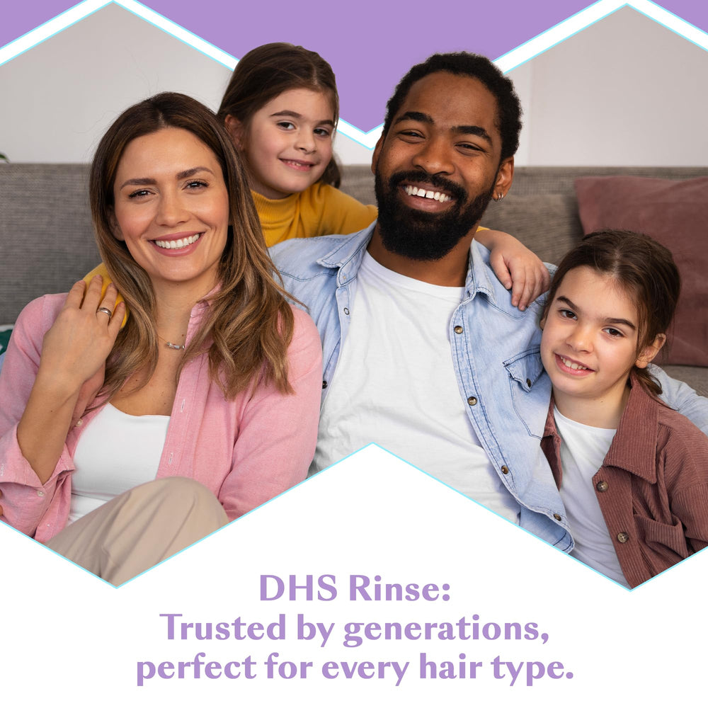 DHS Conditioning Rinse close-up shows silky, manageable hair.