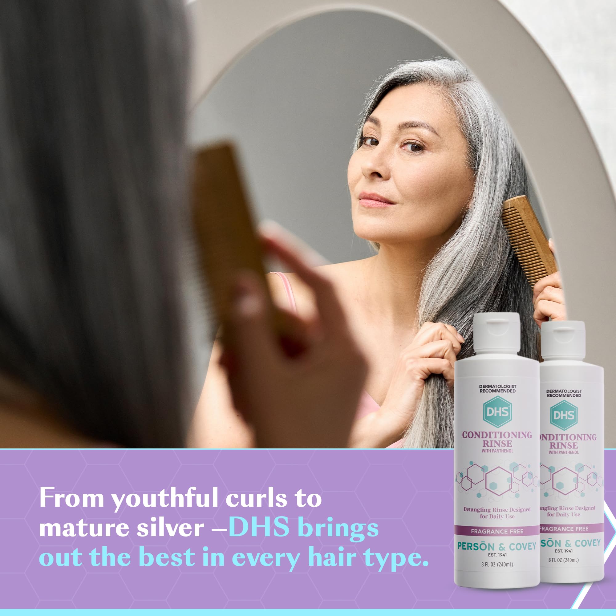 DHS Conditioning Rinse panthenol ingredient emphasizes moisture and lubrication for hair health.