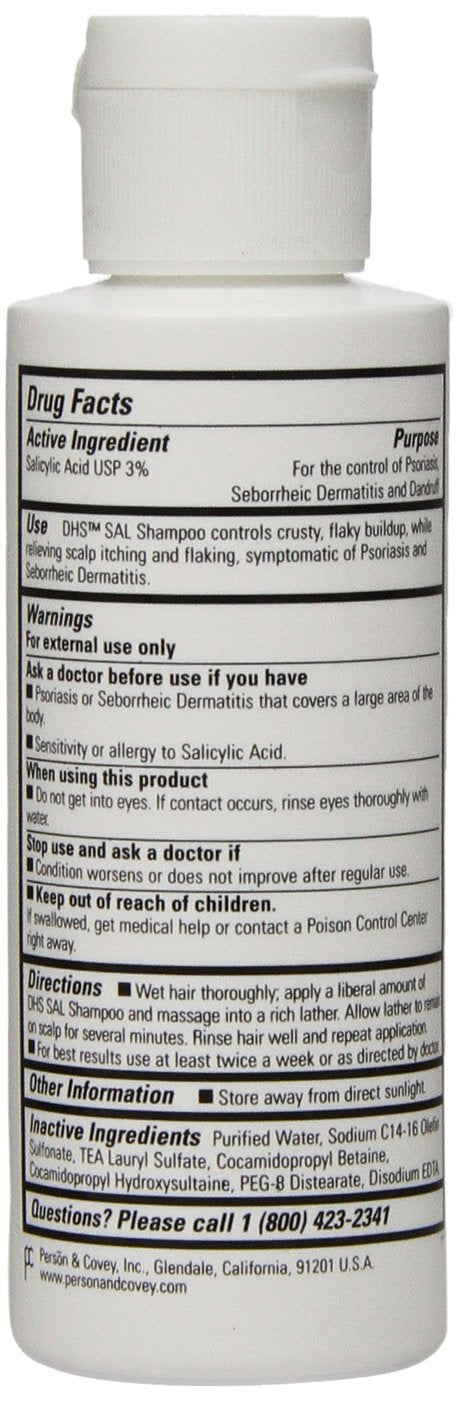DHS Sal Shampoo on bathroom shelf ready for routine scalp care.