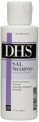 DHS Sal Shampoo bottle close-up highlighting scalp-care benefits.