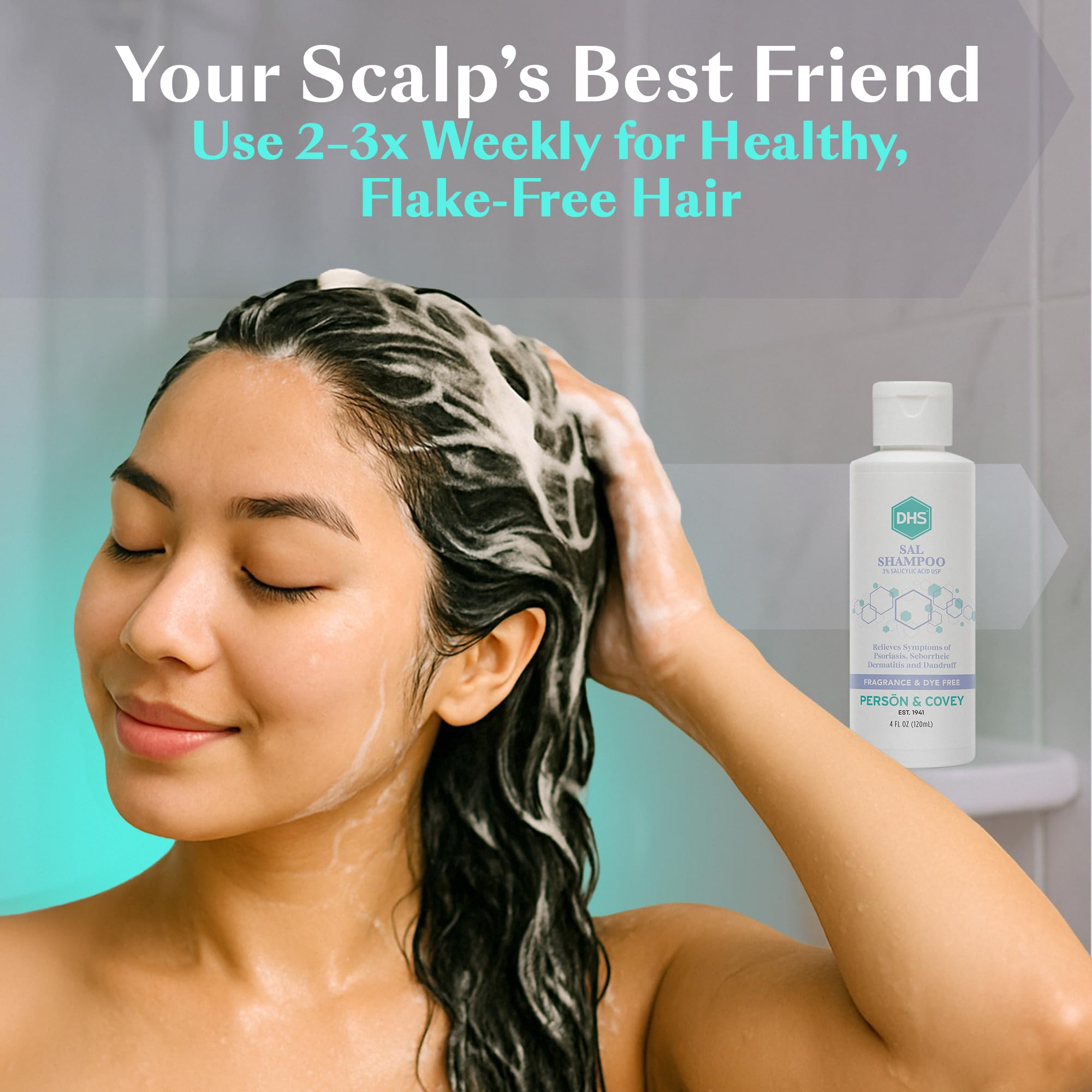 DHS SAL Shampoo fragrance-free formula for sensitive scalps.