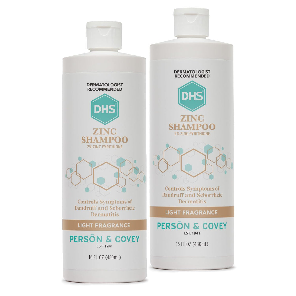 DHS Zinc Shampoo bottle-front image demonstrates daily gentle cleansing for all hair types.