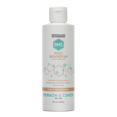 DHS Zinc Shampoo bottle-front view highlighting 2% zinc pyrithione for flake relief