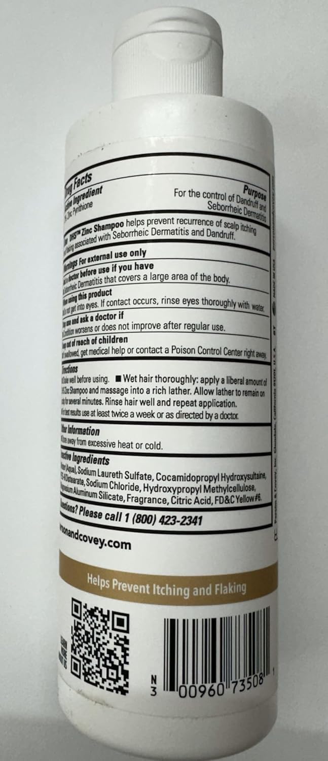 DHS Zinc Shampoo packshot shows 16 oz bottle and easy daily care