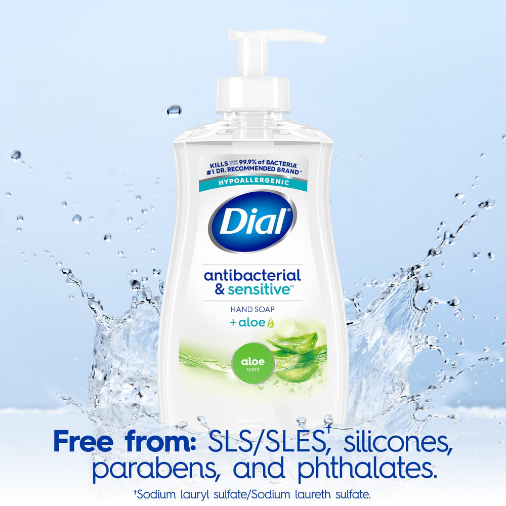 Dial Aloe hand soap at bathroom sink after chores