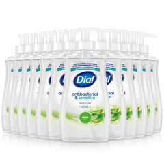 Dial antibacterial defense aloe bottle showing moisturized hands after wash