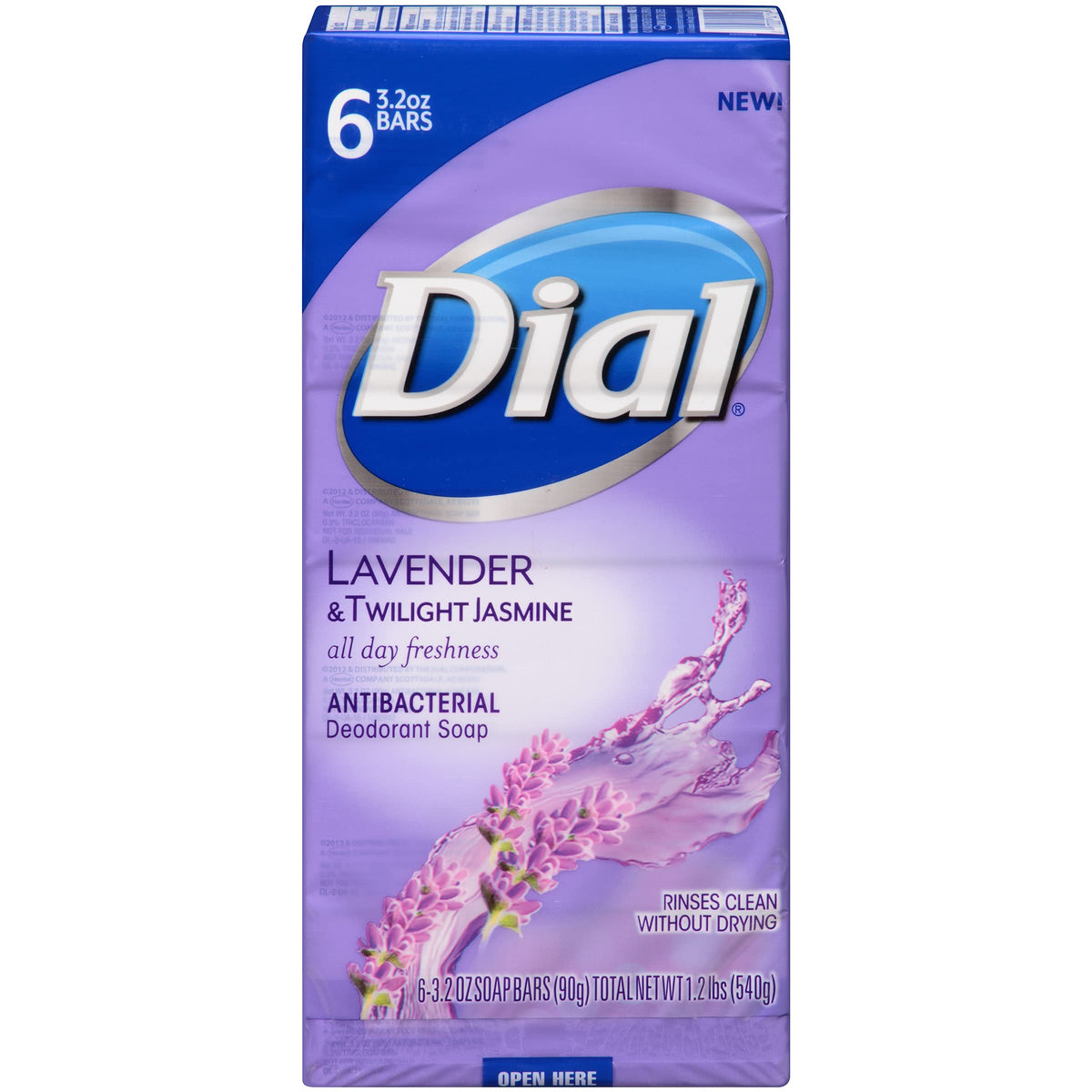 Dial Lavender and Twilight Jasmine bar soap close-up for lasting freshness.