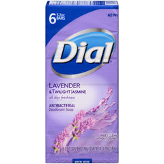 Dial Lavender and Twilight Jasmine bar soap close-up for lasting freshness.