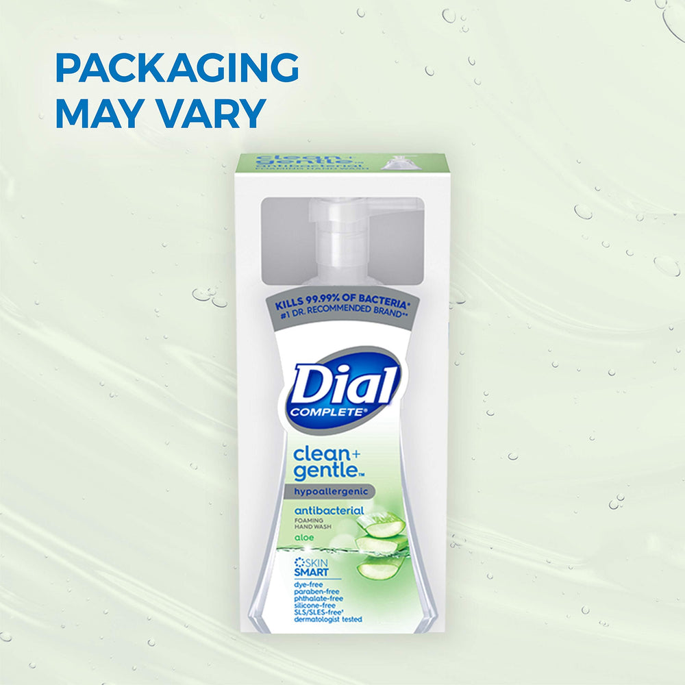 Dial Complete recyclable bottle label emphasizing eco-friendly packaging.