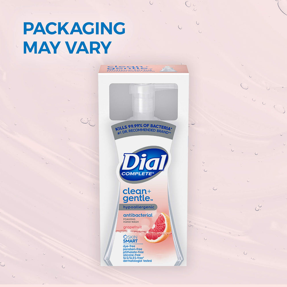 Dial Complete Clean + Gentle free-from dyes, parabens, phthalates, silicones emphasized.