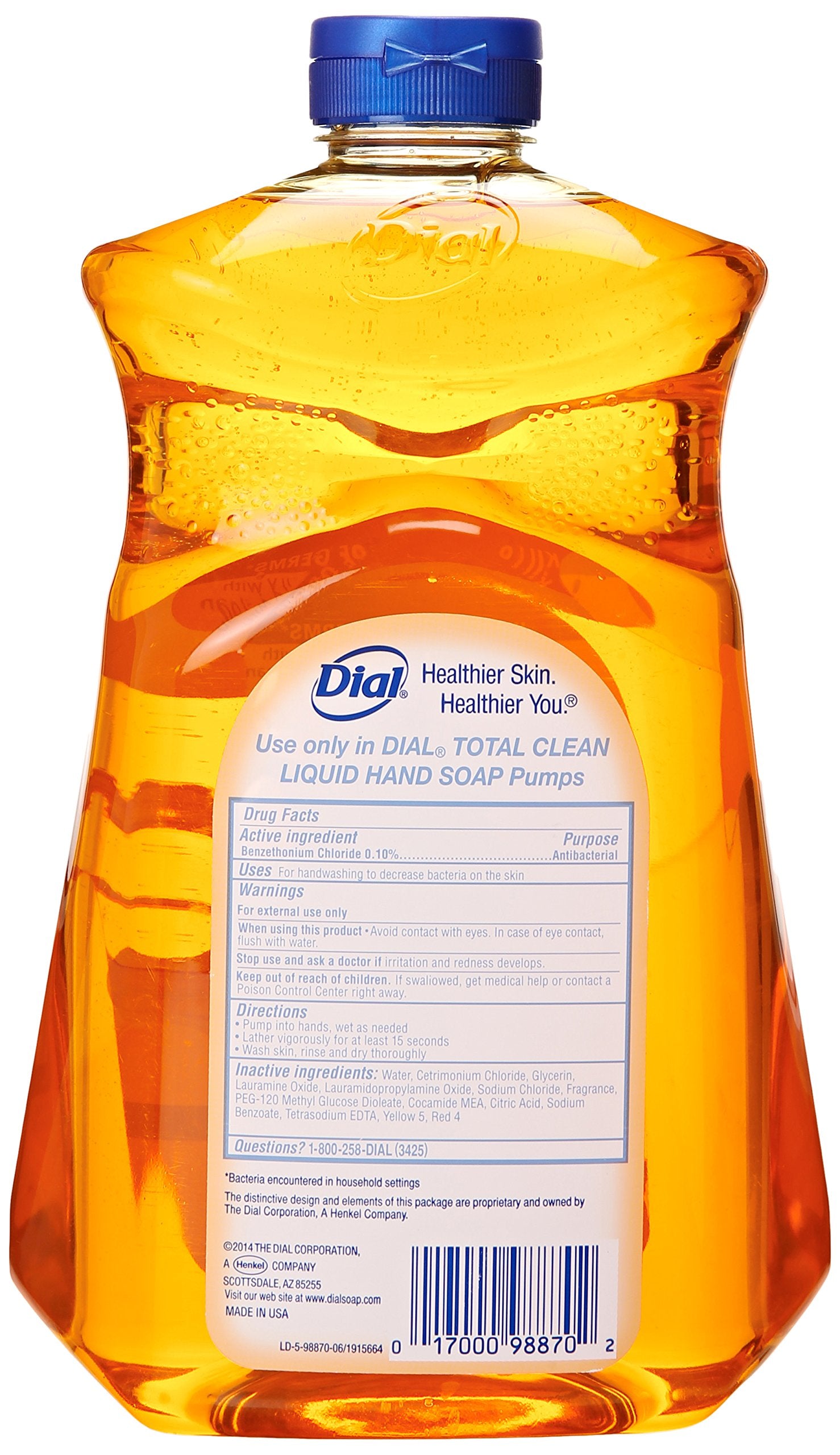 Dial Gold antibacterial liquid soap 52oz refill bottle keeps hands clean and hydrated