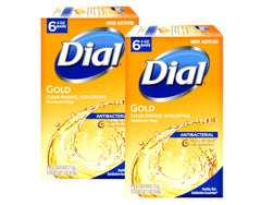 Dial Gold antibacterial soap bar closeup showing rich color and odor protection