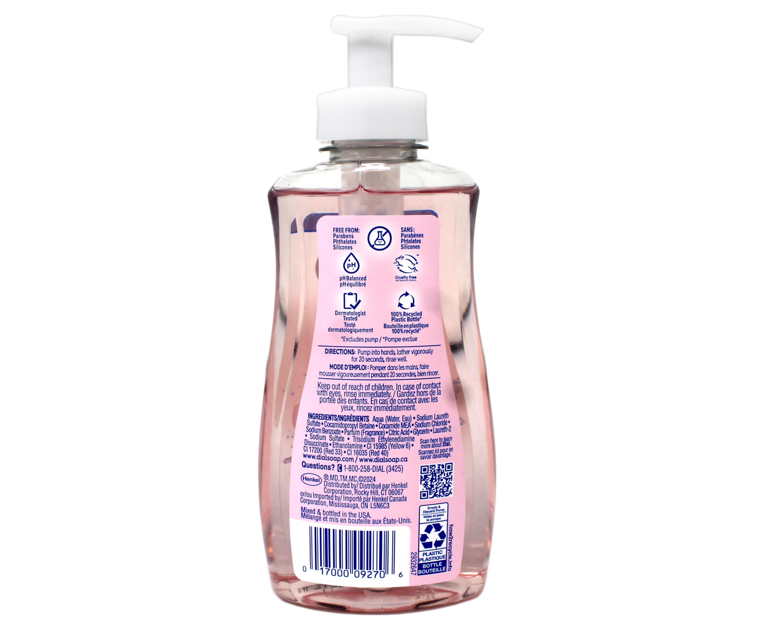 Dial Himalayan Pink Salt Water Lily hand soap foamy lather on hands after washing