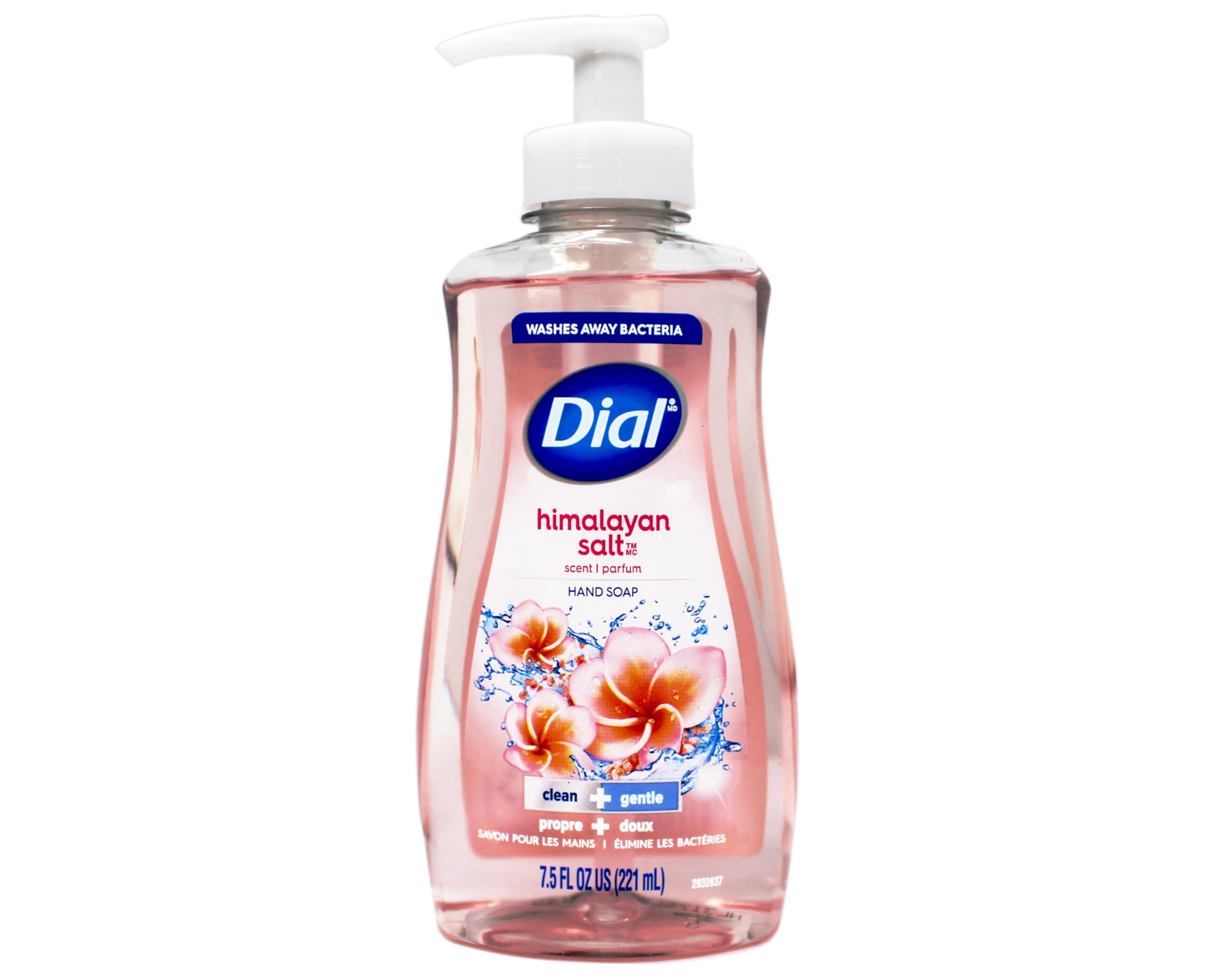 Dial Himalayan Pink Salt Water Lily hand soap label close-up highlighting moisturizing formula