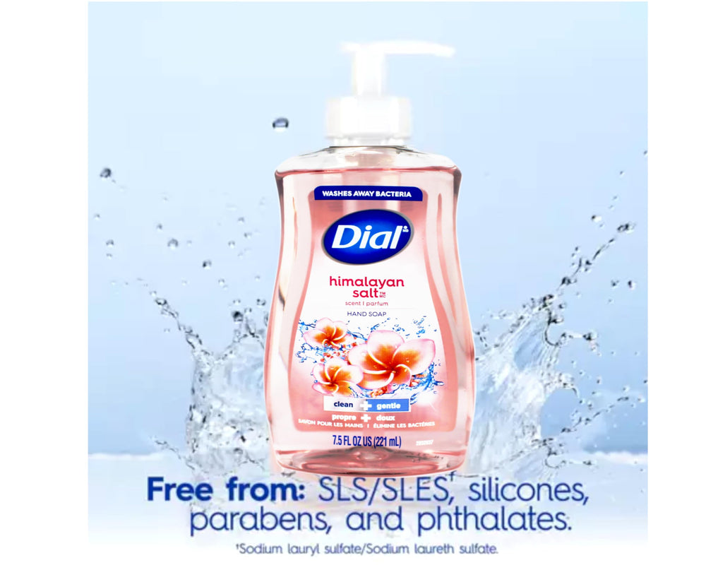 Dial Himalayan Pink Salt Water Lily hand soap six-pack packaging on display