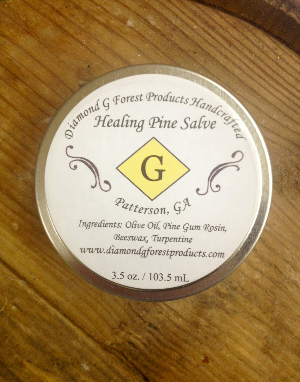 Diamond Healing Pine Salve texture swatch demonstrates creamy, easily spreadable formula.