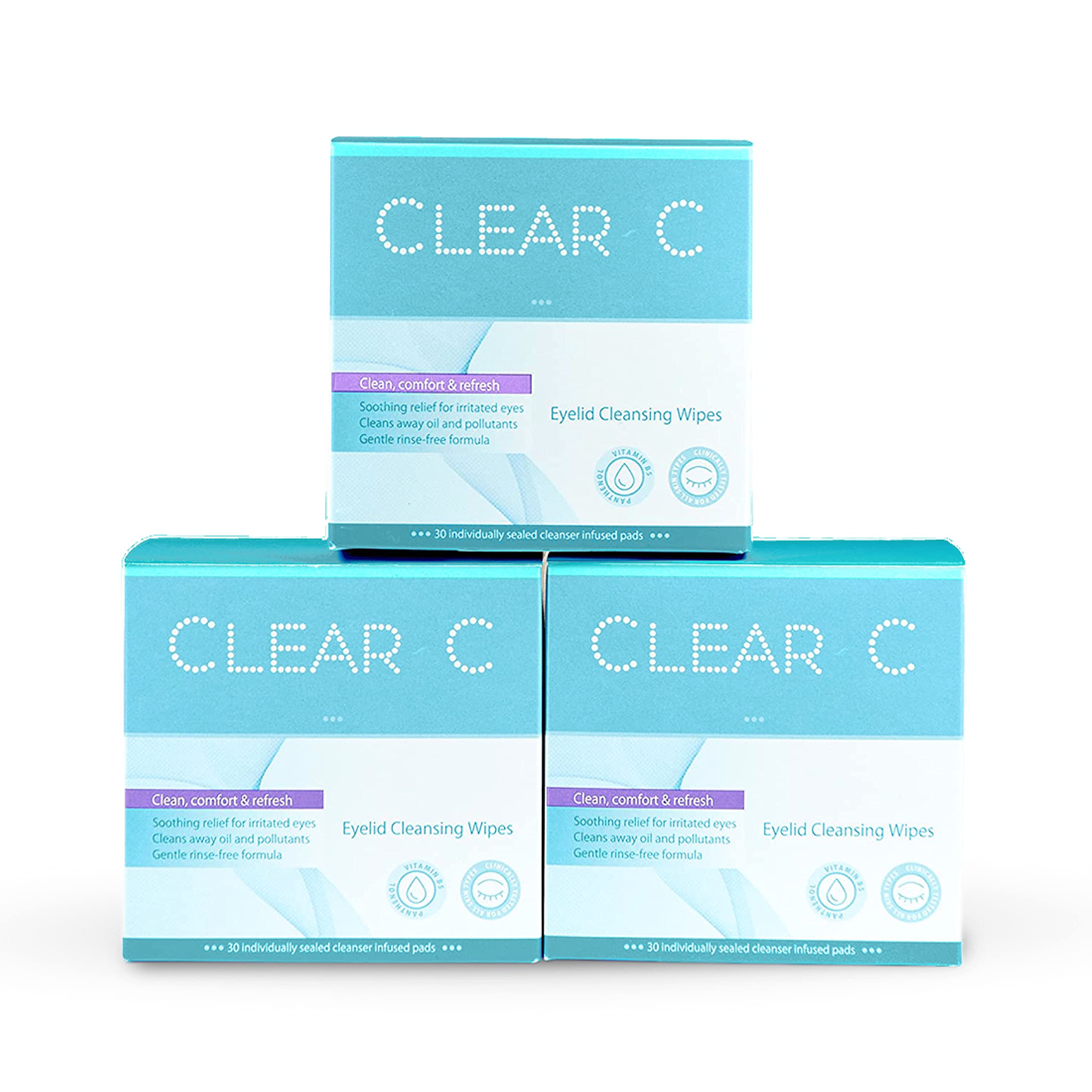 Diamond Wipes Clear C Eyelid Wipes packaging in travel box for easy access