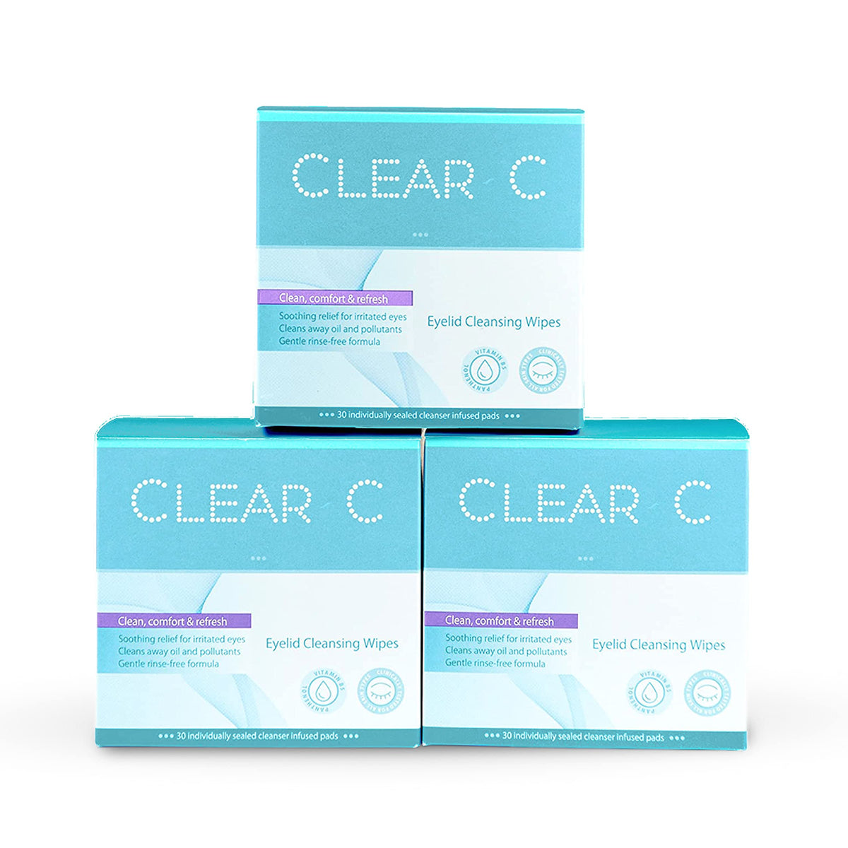 Diamond Wipes Clear C Eyelid Wipes packaging in travel box for easy access