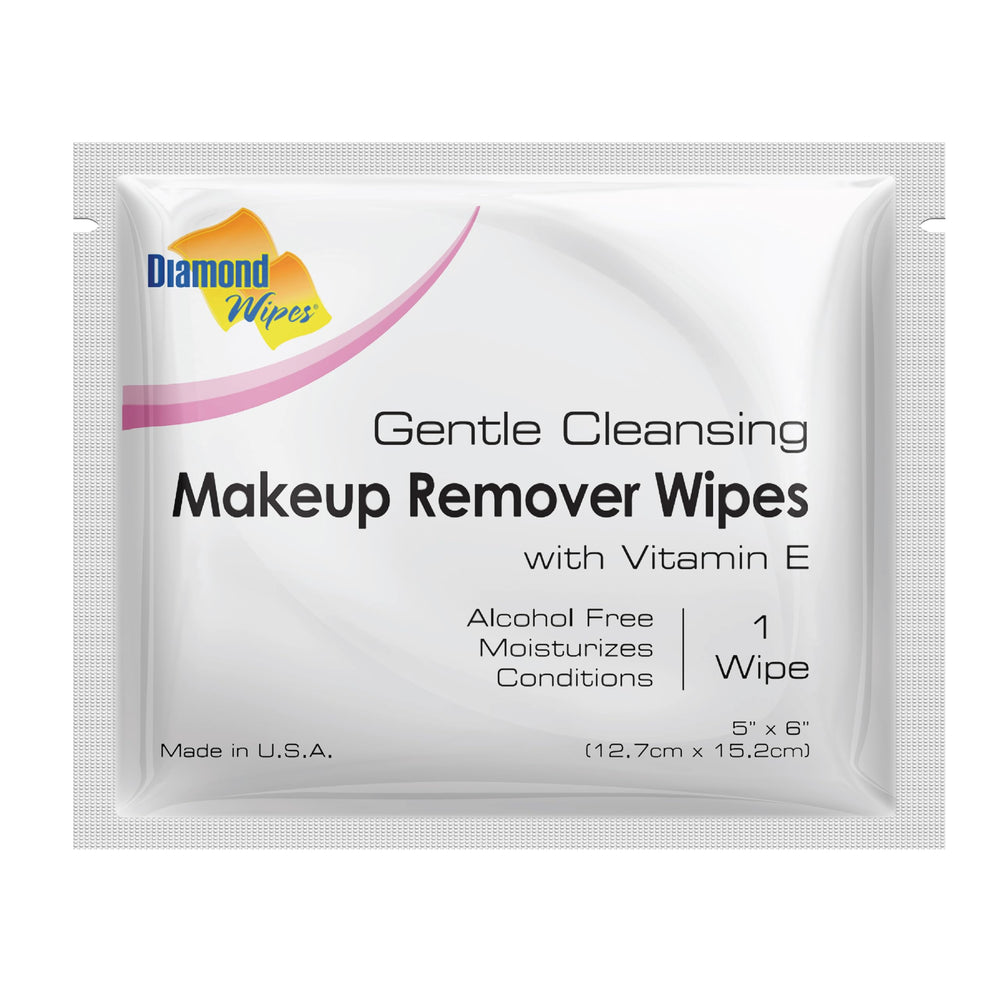 Diamond Wipes face cleansing wipes in a 50-pack case, travel skincare on-the-go.