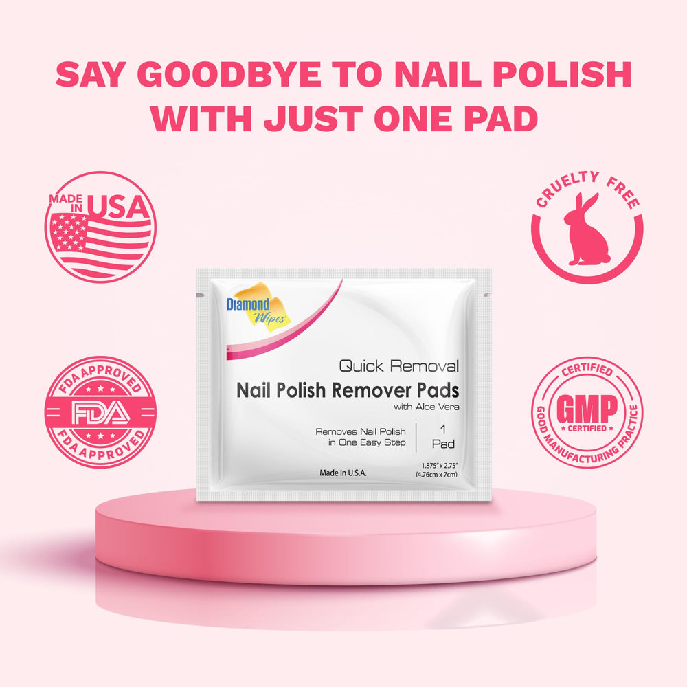 Diamond Wipes pad efficiency removes polish from ten nails with one pad.