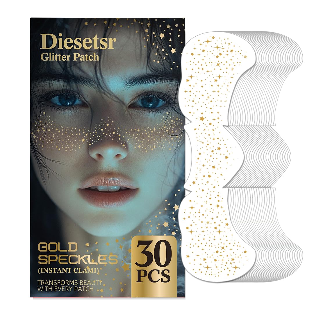 Diesetsr Glitter Freckles pack closeup highlights radiant gold patches for festival looks.