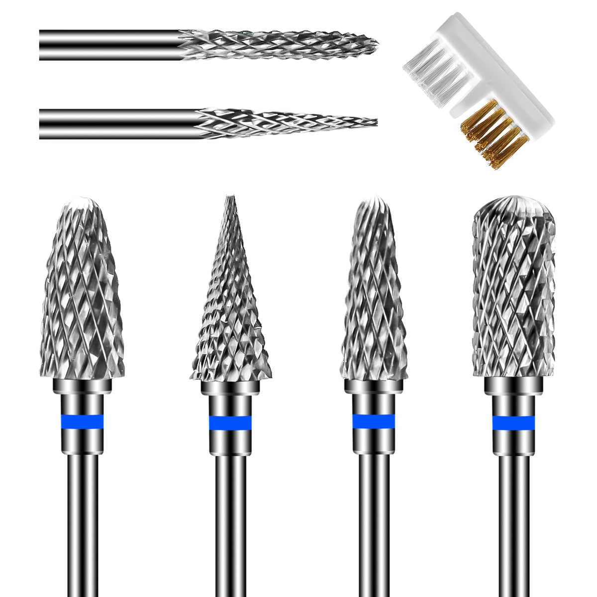 Diesisa 6-pack nail drill bits in blue case for precise cuticle removal and shaping.