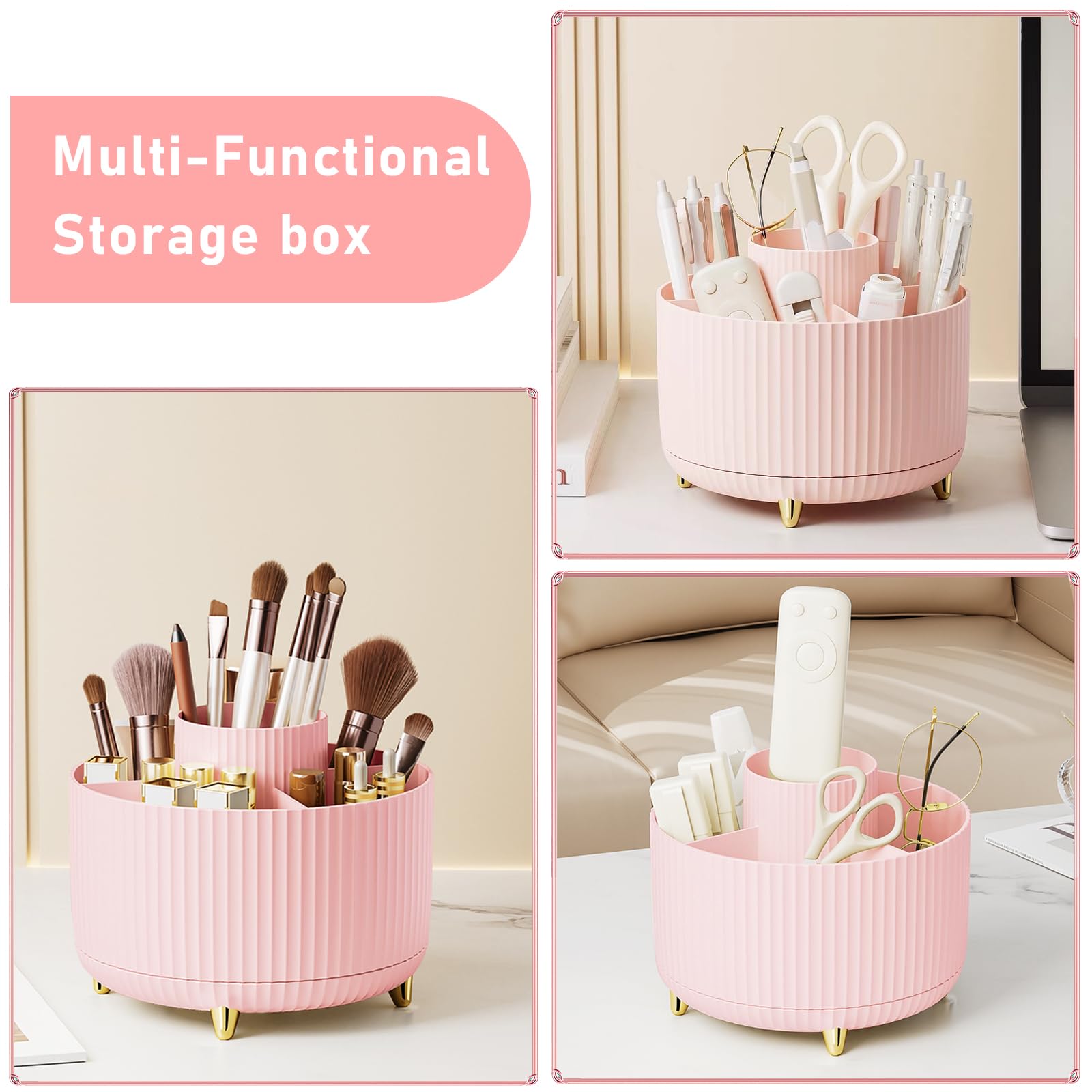 Diesisa cosmetics storage on desk keeps daily essentials within reach