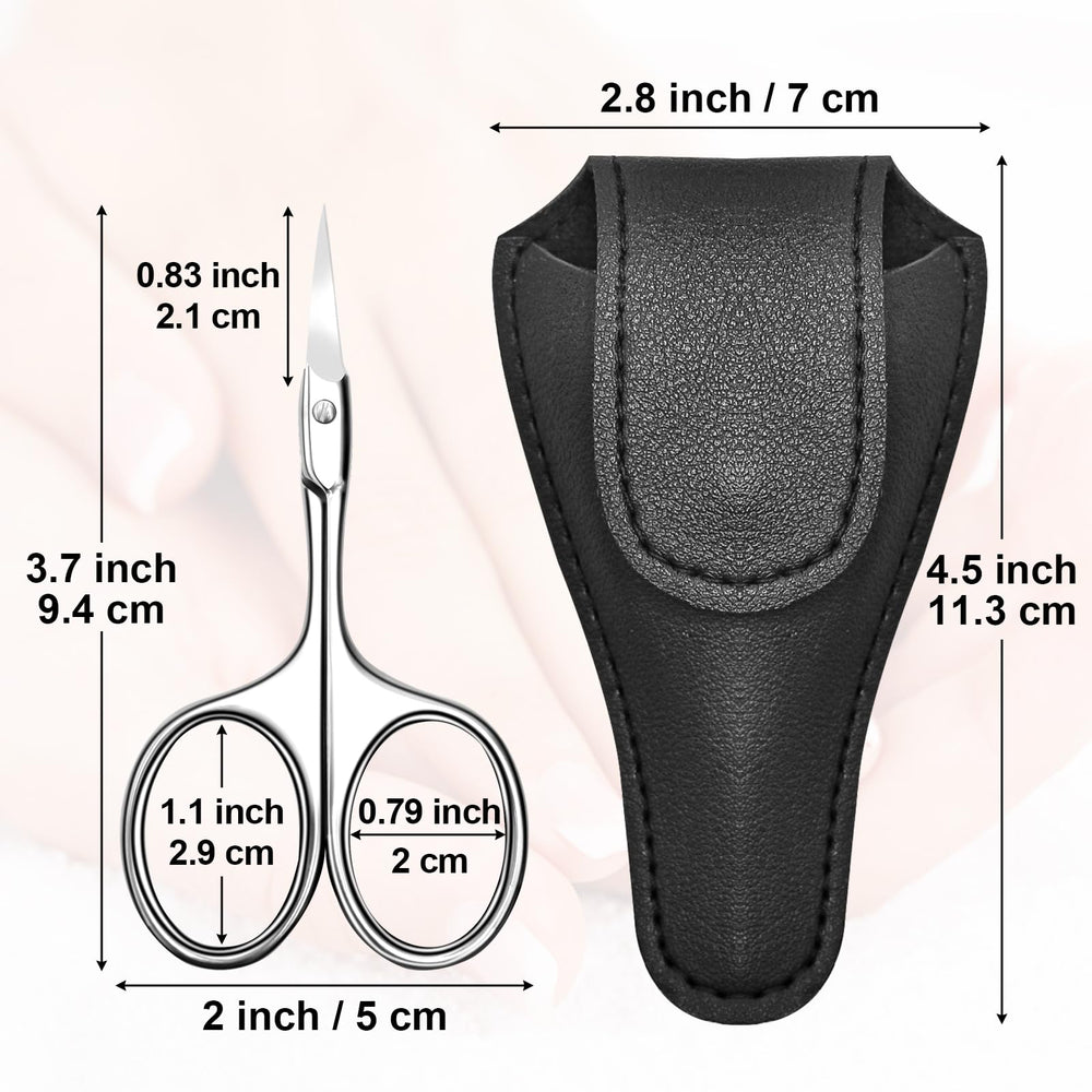 Diesisa curved cuticle scissors angled-tip view showing precise trimming near nails and brows.
