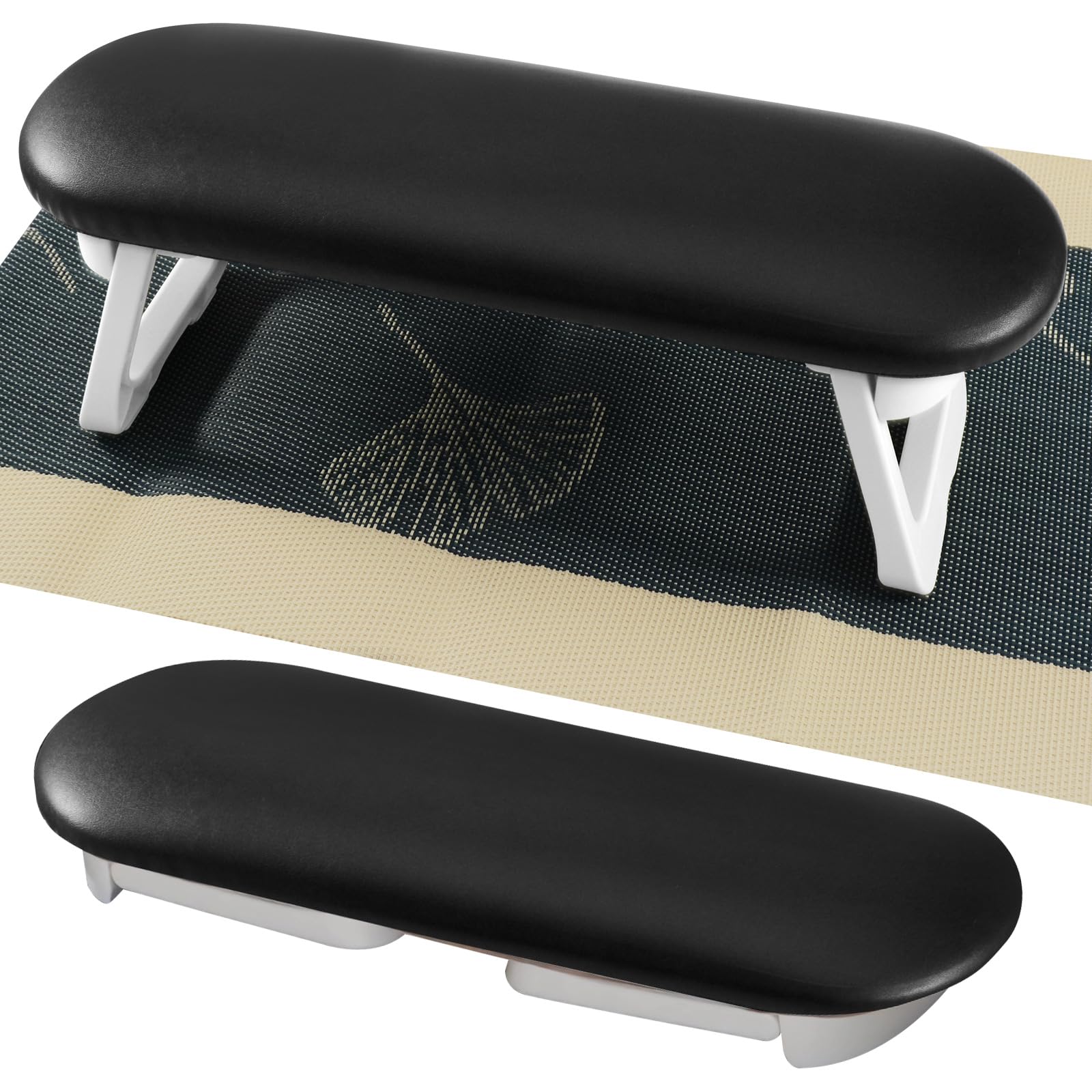 Diesisa Nail Arm Rest folded close-up shows soft PU leather for comfortable sessions.