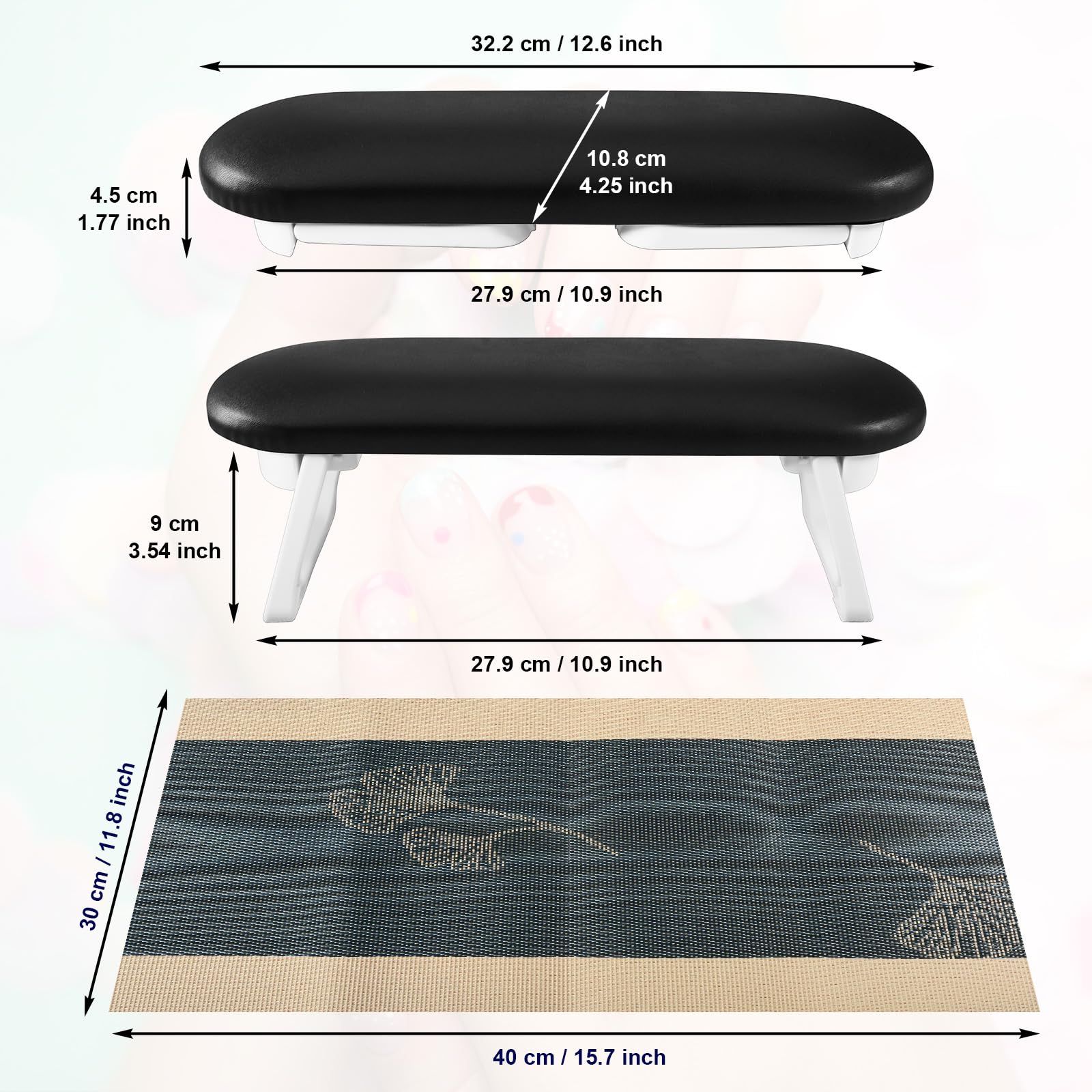 Diesisa Nail Arm Rest includes an extra manicure mat for neat work.