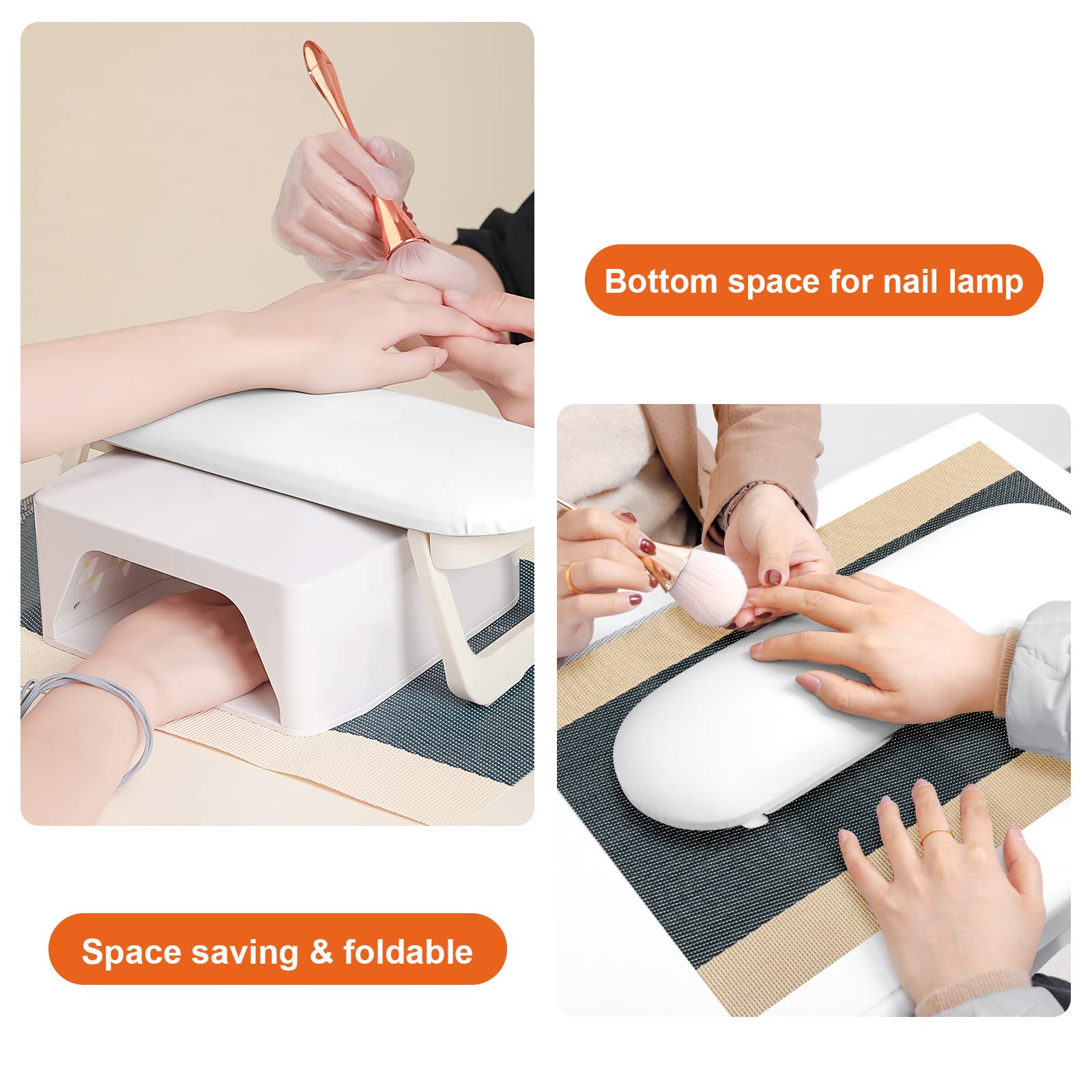 Diesisa Nail Arm Rest with PU leather surface offers a soft, durable feel for comfortable sessions.