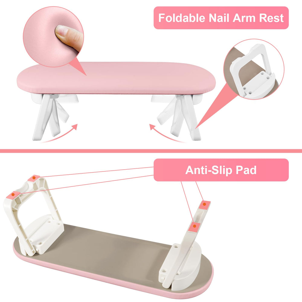 Diesisa nail arm rest unfolded with adjustable height for comfortable manicures.