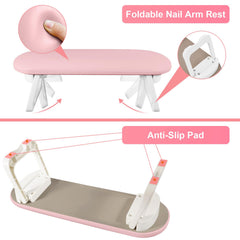 Diesisa nail arm rest unfolded with adjustable height for comfortable manicures.