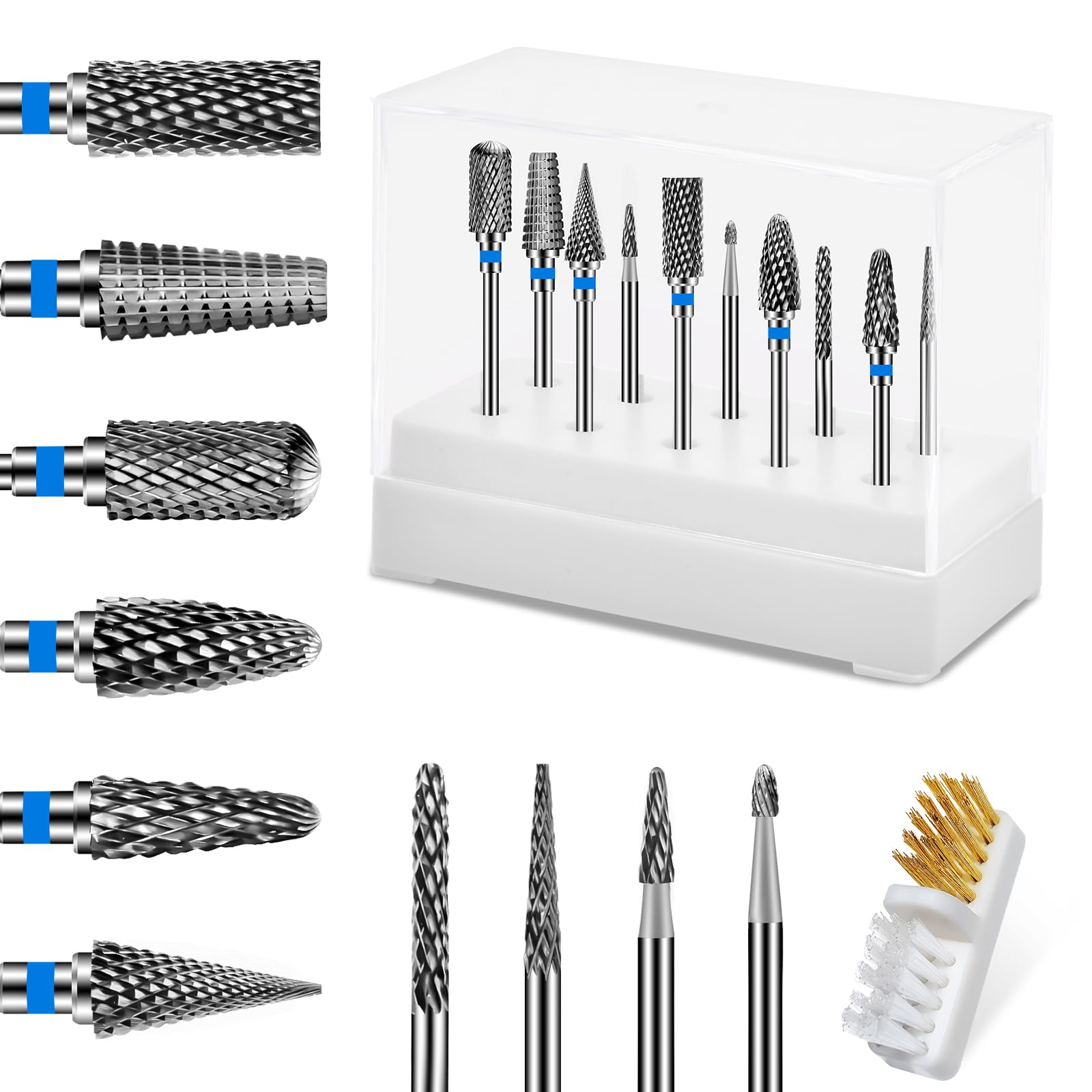 Diesisa nail drill bits set with tungsten carbide cuticle bits for precise cuticle prep
